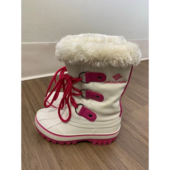 Girls Dream Pairs Pink Fuzzy Snow Boots Childrens Sz 10 - Picture 3 of 6